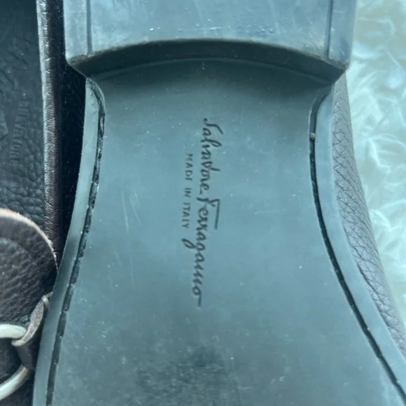 Salvatore Ferragamo Gancini Men's Dark Brown Leather Loafers